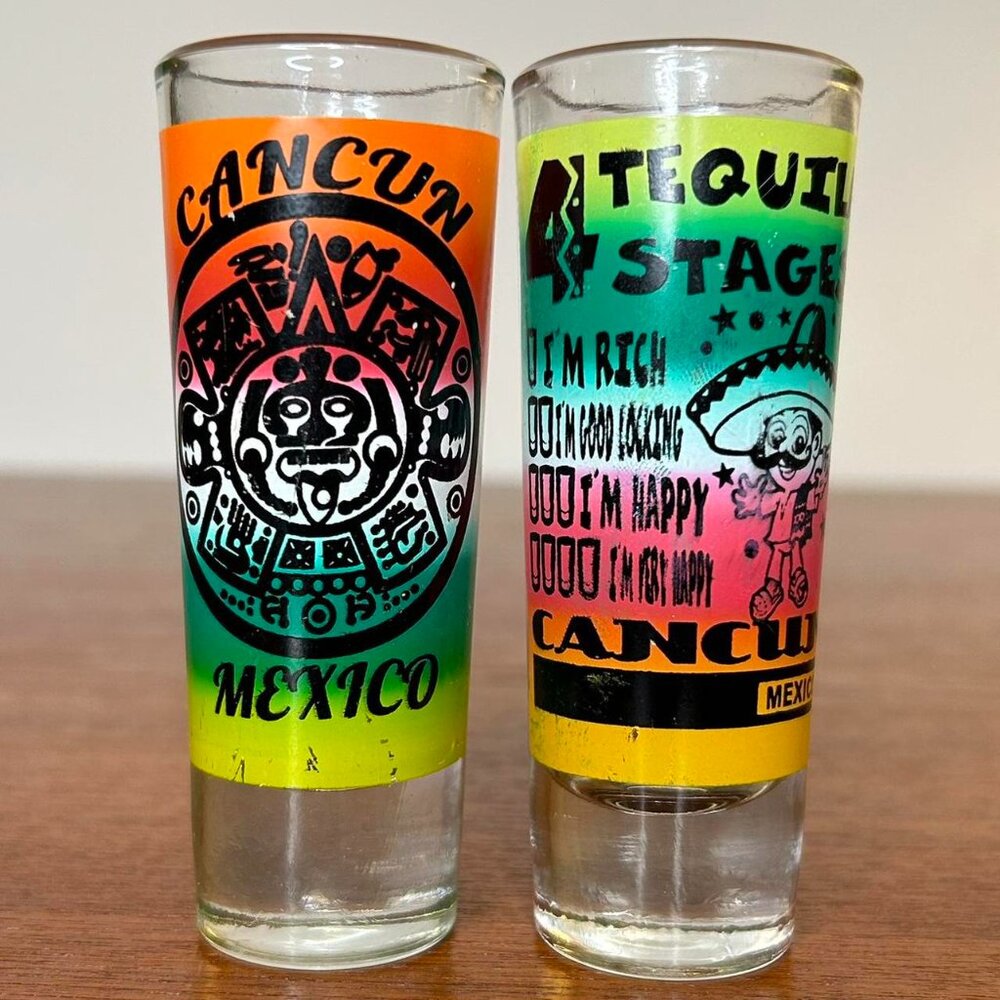 Fun Multicolor Mexican Shot Glasses, Pair